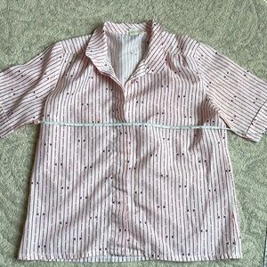 Woman's Vintage White with Red Strips Blouse